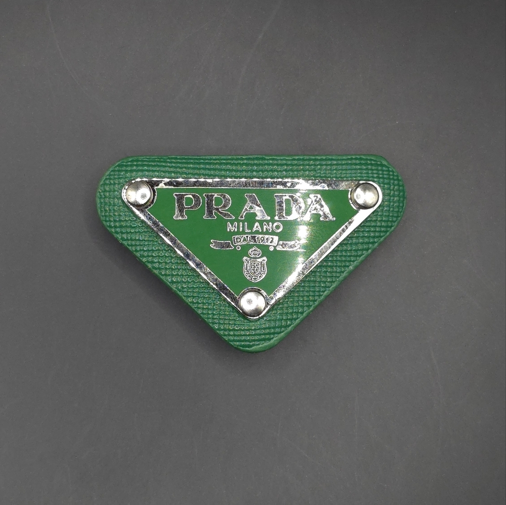 Green Prada Triangle Patch/Croc Charm